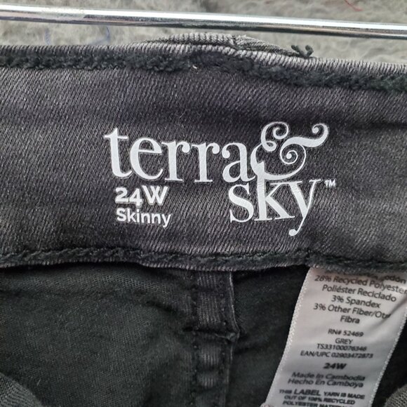 Terra & Sky Jeans Womens 24W Grey Skinny High Rise Stretch Denim *NWT* - Picture 4 of 14